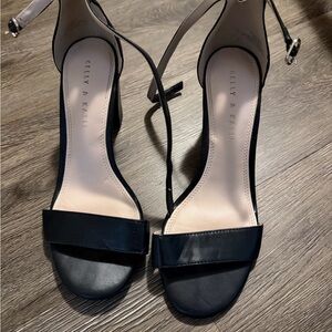 Kelly & Katie Black Ankle-Strap Block Heel Sandals
